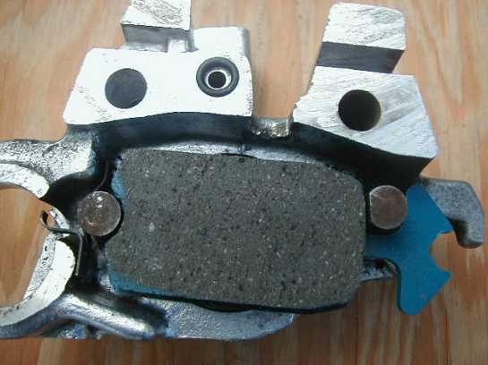 Brake pad in the engaged position